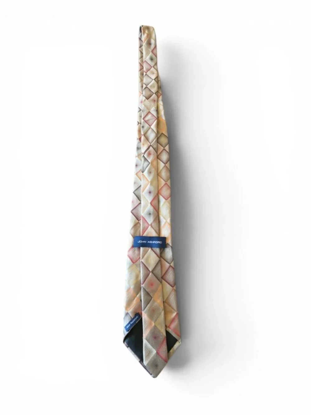 John Ashford Men’s Geometric Diamond Necktie Stain Resistant Multicolor Silk